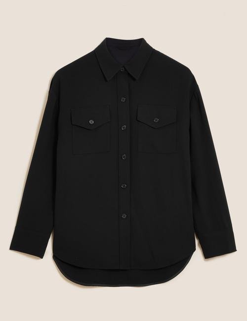 Siyah Relaxed Fit Gömlek Ceket