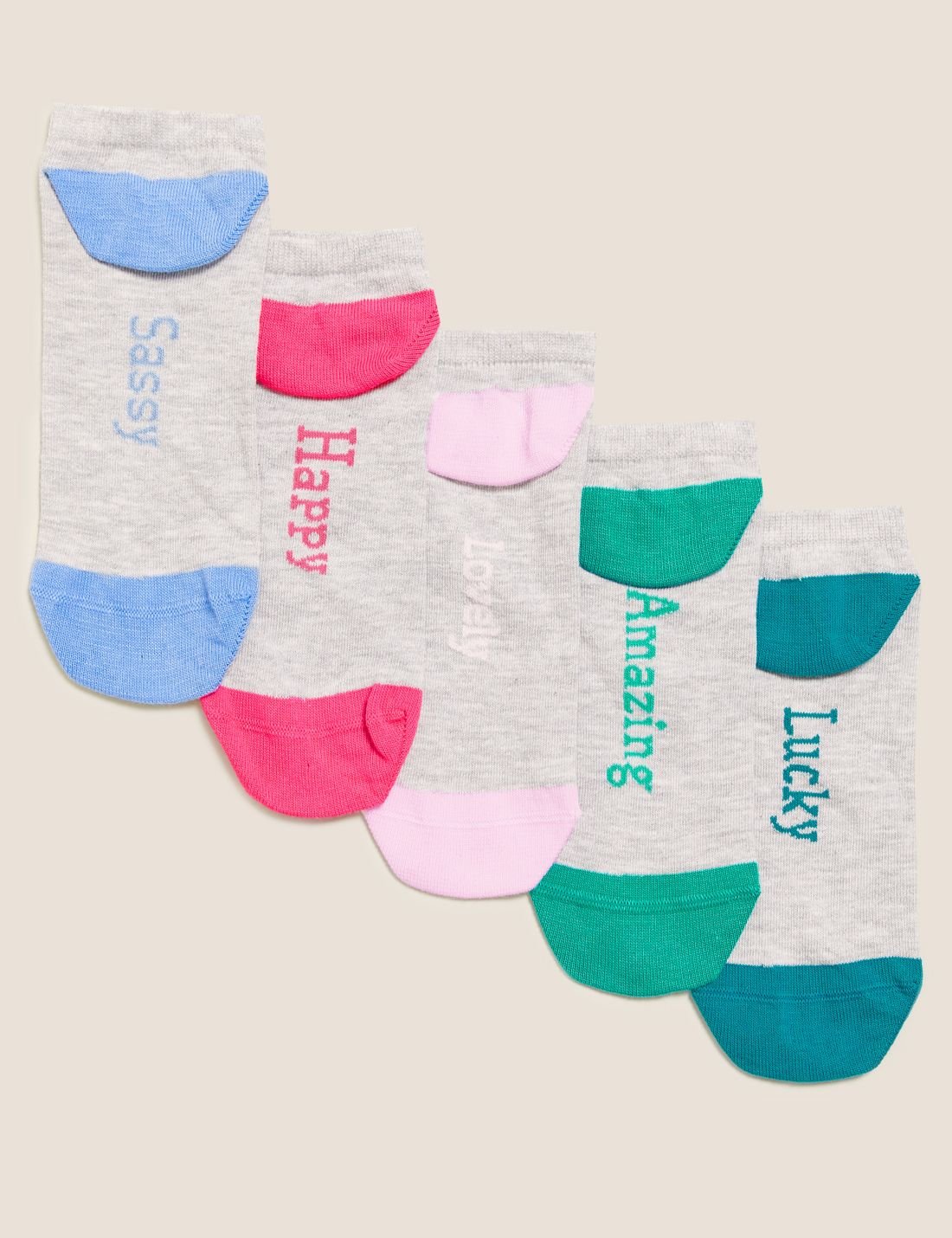 5'li Slogan Desenli Çorap Seti