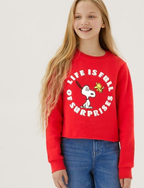 Kırmızı Snoopy™ Yuvarlak Yaka Sweatshirt (6-16 Yaş)