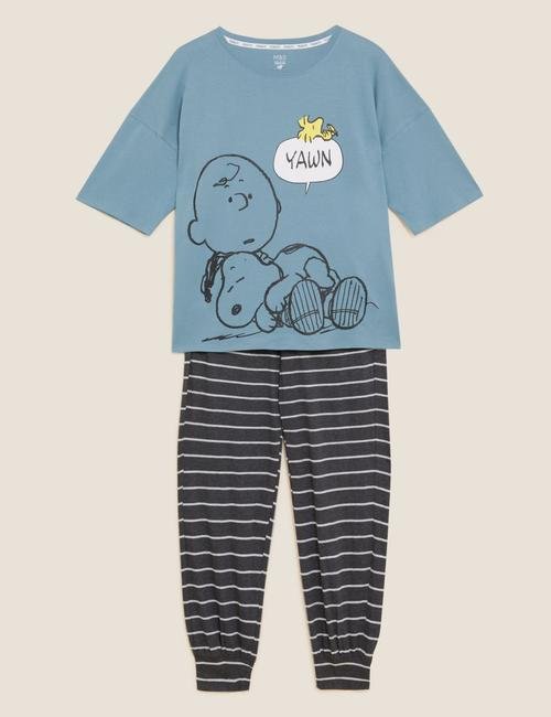 Mavi Snoopy™ Kısa Kollu Pijama Takımı