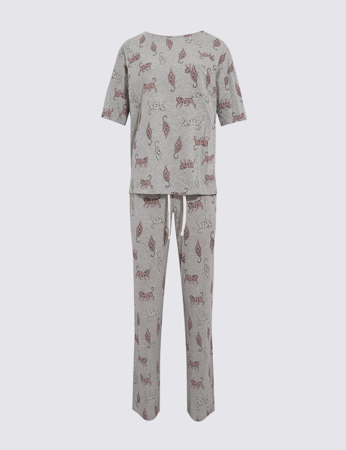 Leopar Desenli Kısa Kollu Pijama Takımı