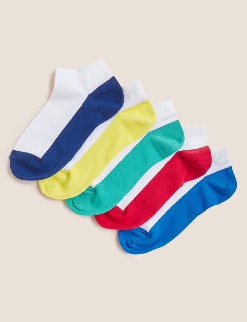 Beyaz 5'li Renk Bloklu Çorap