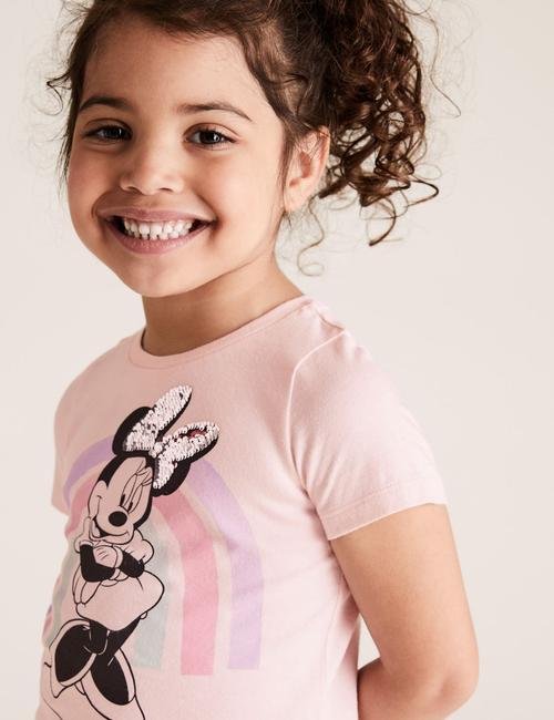 Pembe Saf Pamuklu Minnie Mouse™ T-Shirt (2-7 Yaş)