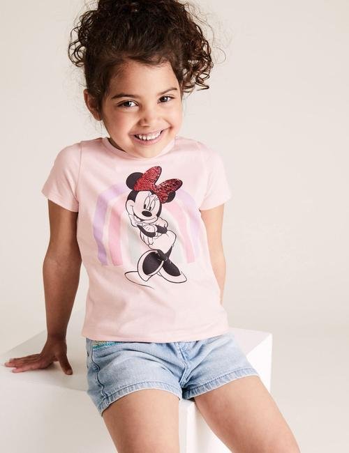 Pembe Saf Pamuklu Minnie Mouse™ T-Shirt (2-7 Yaş)