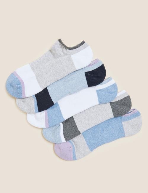 Mavi 5'li Renk Bloklu Çorap Seti