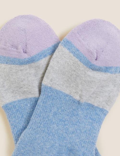 Mavi 5'li Renk Bloklu Çorap Seti