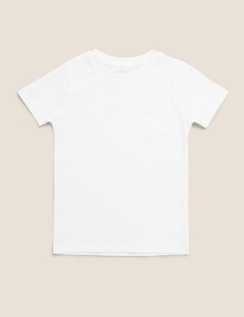 Beyaz Saf Pamuklu Kısa Kollu T-Shirt (2-7 Yaş)
