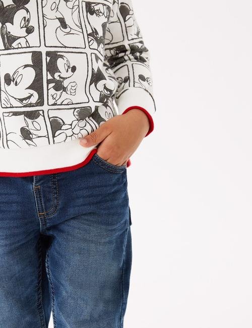 Beyaz Mickey Mouse™ Yuvarlak Yaka Sweatshirt (2-7 Yaş)