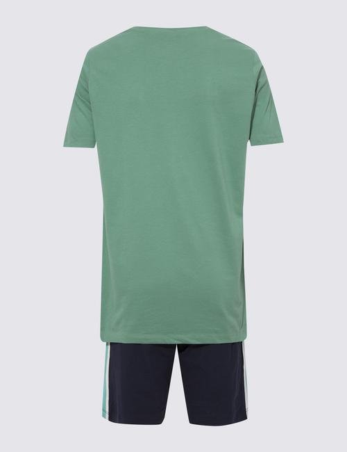 Yeşil Saf Pamuklu 2'li Pijama Takımı