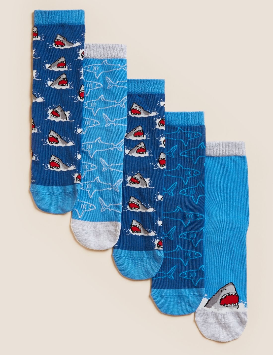 5'li Köpekbalığı Desenli Çorap