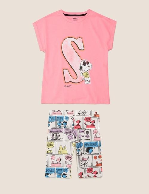 Multi Renk Snoopy™ Kısa Kollu Pijama Takımı (6-16 Yaş)
