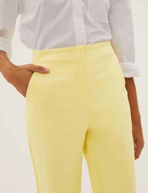 Sarı Slim Fit Yüksek Bel Pantolon
