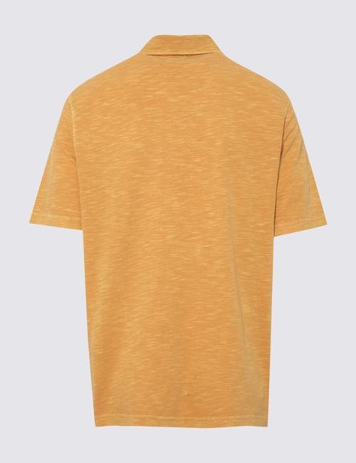 Sarı Saf Pamuklu Kısa Kollu Polo Yaka T-Shirt