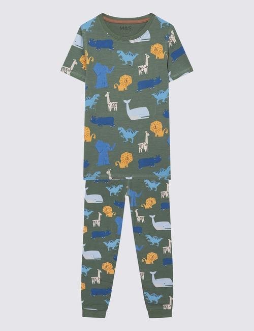 Multi Renk Grafik Desenli Kısa Kollu Pijama Takımı