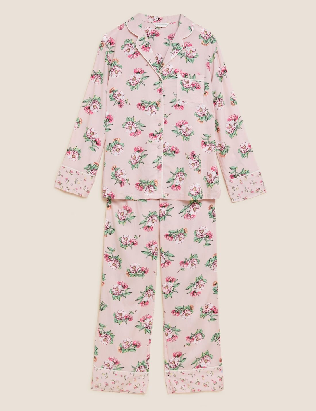 Çiçek Desenli Uzun Kollu Pijama Takımı