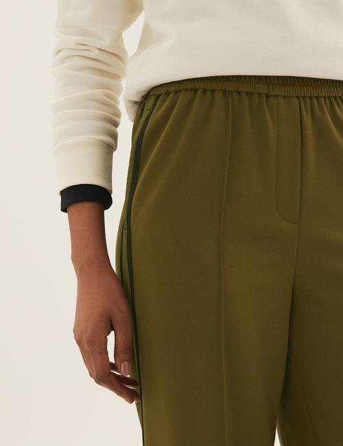 Yeşil Fermuar Detaylı Wide Leg Pantolon