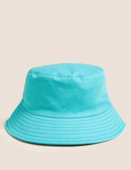 Mavi Saf Pamuklu Sun Smart Şapka (0-13 Yaş)