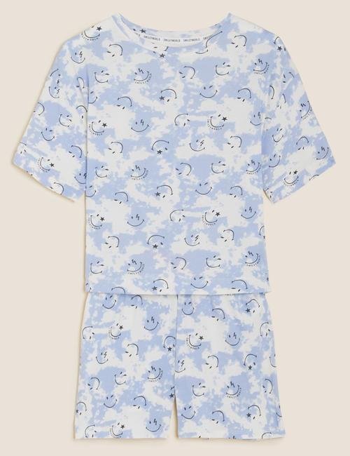 Mavi Saf Pamuklu SmileyWorld® Pijama Takımı
