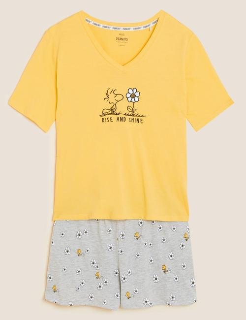 Bej Snoopy™ Kısa Kollu Pijama Takımı