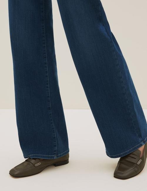 Mavi Yüksek Bel Wide Leg Jean Pantolon