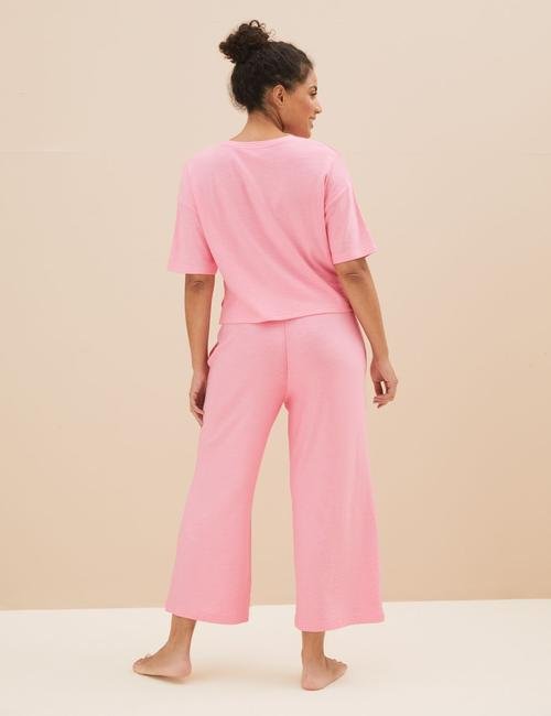 Pembe Flexifit™ Kısa Kollu Crop Pijama Takımı