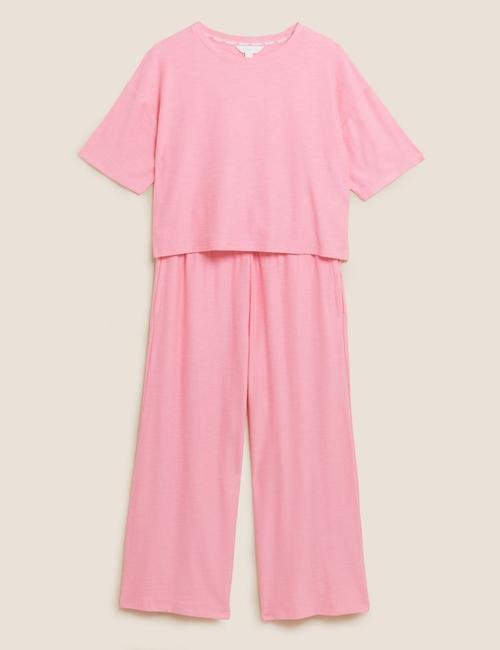 Pembe Flexifit™ Kısa Kollu Crop Pijama Takımı