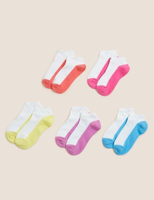 Beyaz 5'li Renk Bloklu Trainer Çorap