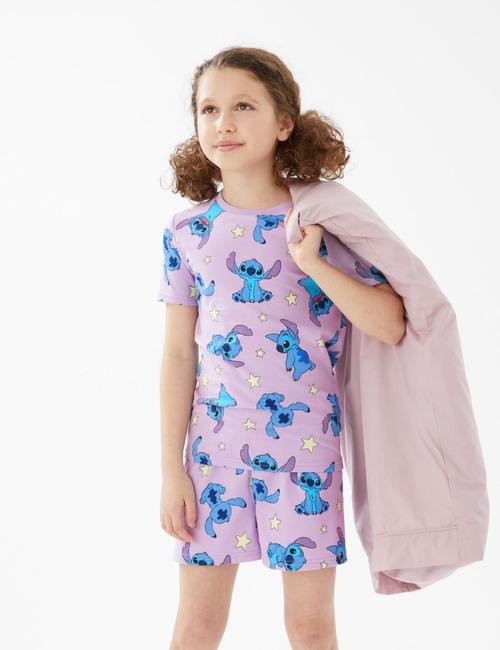 Mor Lilo & Stitch™ Kısa Kollu Pijama Takımı (6-16 Yaş)