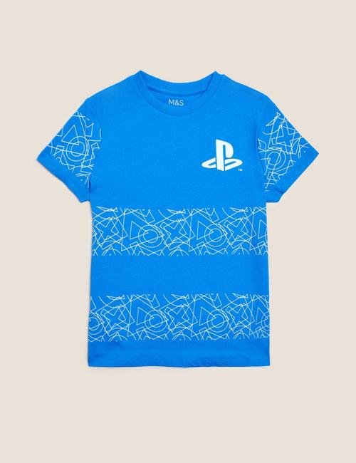 Mavi PlayStation™ Kısa Kollu T-Shirt (6-16 Yaş)