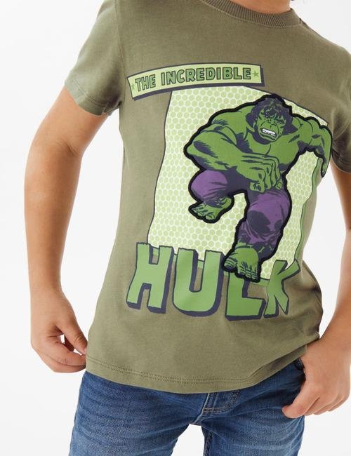 Yeşil Saf Pamuklu Hulk™ T-Shirt (2-7 Yaş)