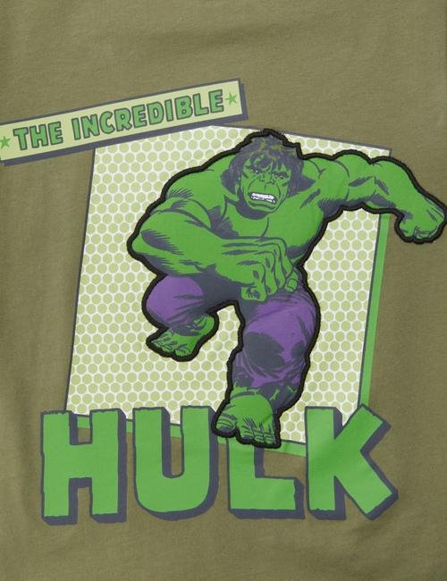 Yeşil Saf Pamuklu Hulk™ T-Shirt (2-7 Yaş)