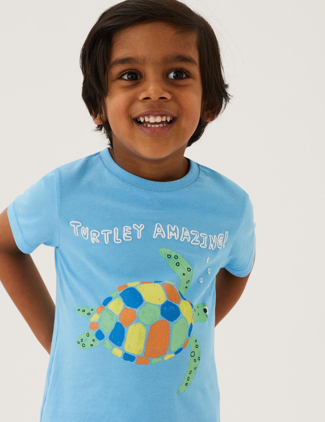Saf Pamuklu Kaplumbağa Desenli T-Shirt (2-7 Yaş)
