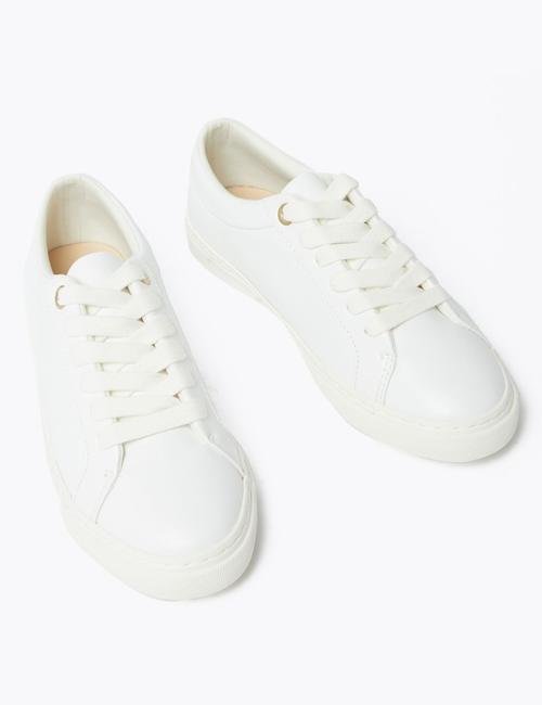 Beyaz Regular Fit Bağcıklı Spor Ayakkabı