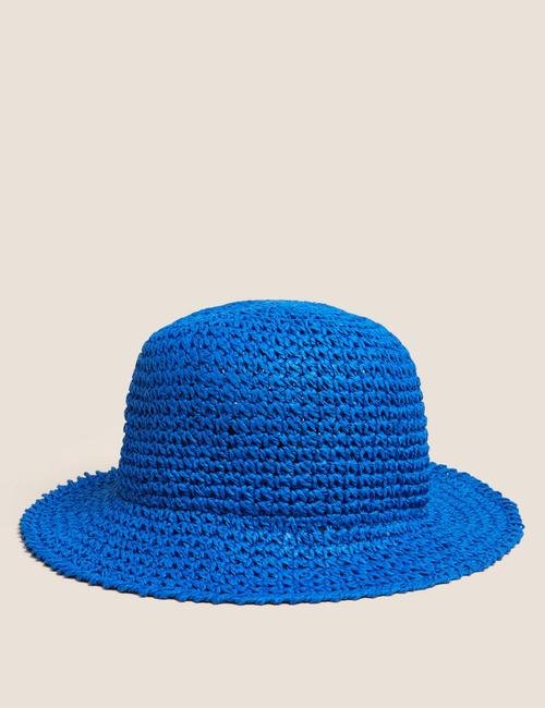 Mavi Örme Bucket Şapka