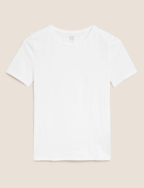 Beyaz Fitted Fit Yuvarlak Yaka T-Shirt