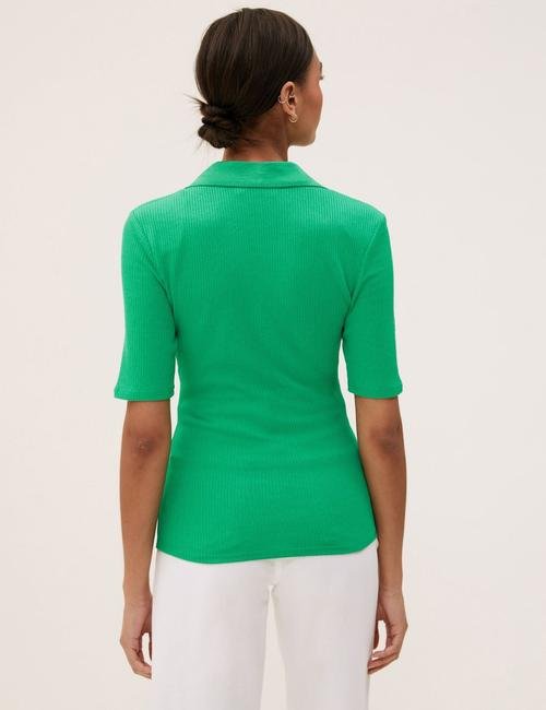 Yeşil Regular Fit Kısa Kollu Bluz