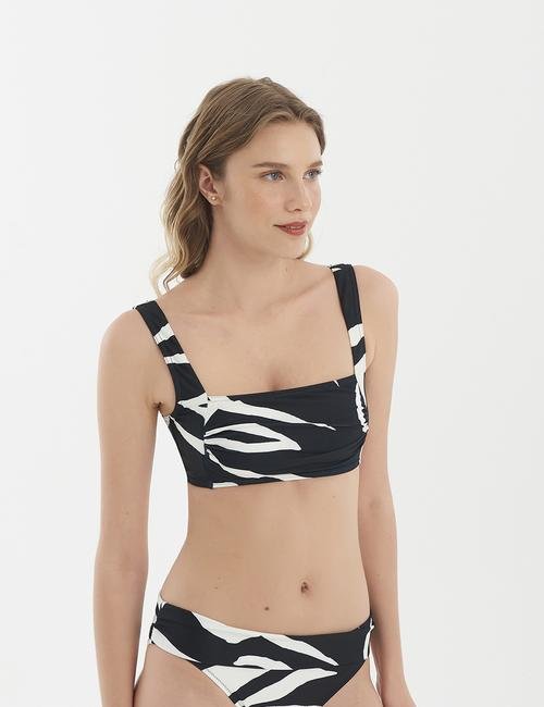 Siyah Zebra Desenli Bikini Üstü