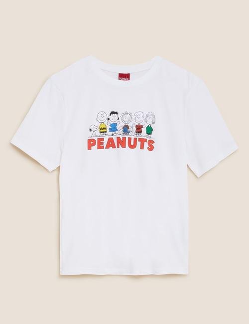 Beyaz Saf Pamuklu Snoopy™ T-Shirt