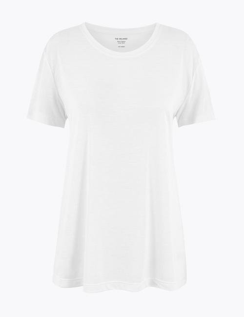 Beyaz Relaxed Fit Kısa Kollu T-Shirt
