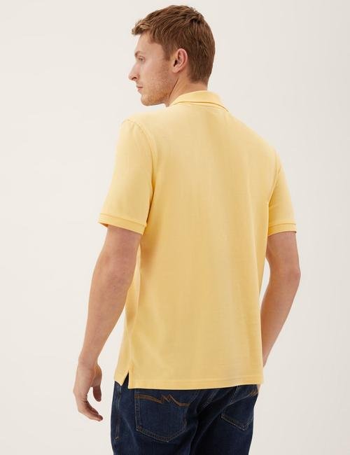 Sarı Saf Pamuklu Polo Yaka T-Shirt