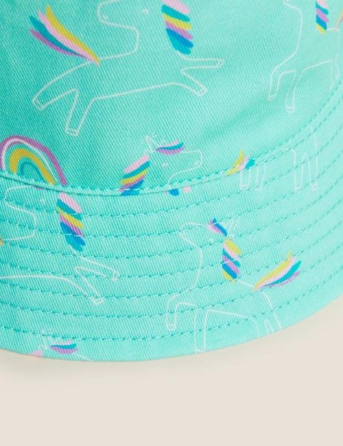 Mavi Saf Pamuklu Unicorn Desenli Şapka (1-13 Yaş)