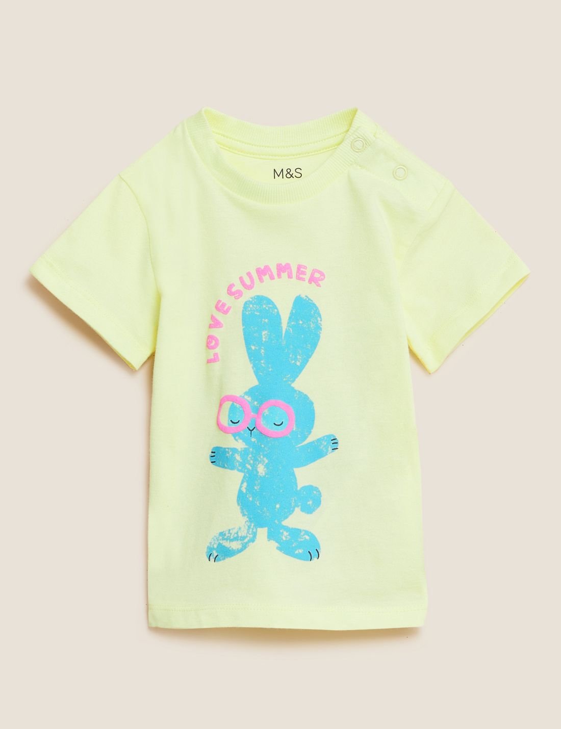 Saf Pamuklu Tavşan Desenli T-Shirt (0-3 Yaş)