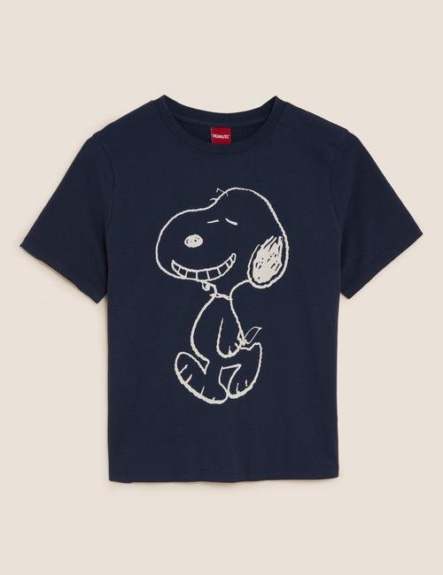 Lacivert Saf Pamuklu Snoopy™ T-Shirt