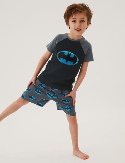 Siyah Saf Pamuklu Batman™ Pijama Takımı (3-12 Yaş)
