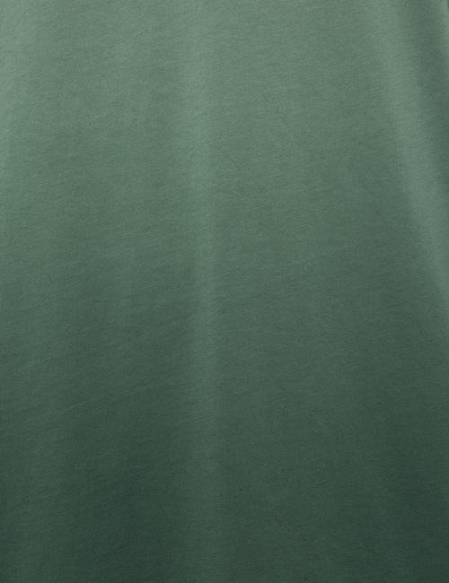 Yeşil Saf Pamuklu Kısa Kollu T-Shirt