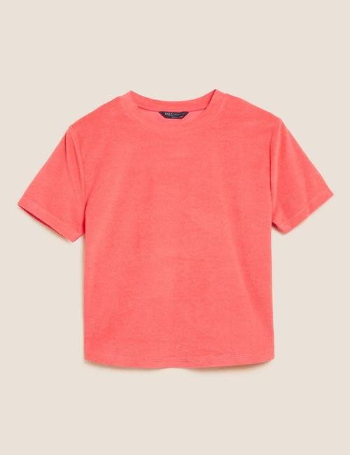 Pembe Kısa Kollu Havlu T-Shirt