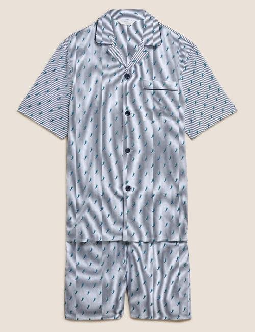 Beyaz Saf Pamuklu Kısa Kollu Pijama Takımı