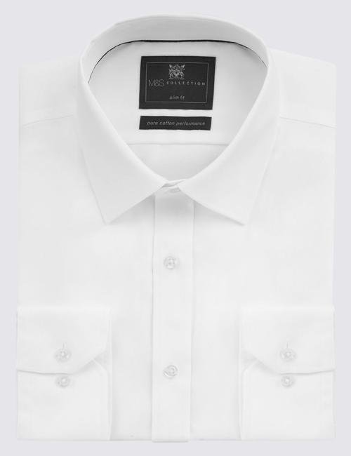 Beyaz Saf Pamuklu Slim Fit Gömlek