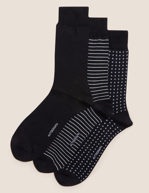 Siyah 3'lü Desenli Çorap Seti