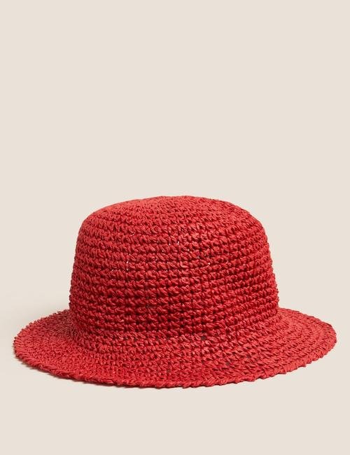 Kırmızı Örme Bucket Şapka